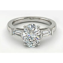 Genuine Diamond Three Stone Ring 3 ct 14K White Gold – main view