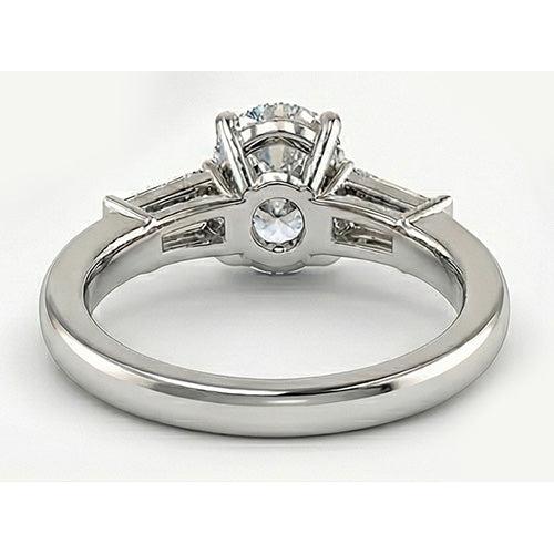 Genuine Diamond Three Stone Ring 3 ct 14K White Gold – profile view