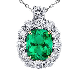 14K Two Tone Gold GIA Certified Colombian Emerald Gemstone