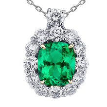 Genuine Colombian Emerald Gemstone Pendant 6 ct 14K Two Tone Gold – main view