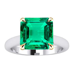 14 Karat Two Tone Gold GIA-Certified Emerald Precious Stone Ring