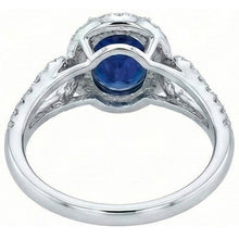 Big Ceylon Sapphire With Natural Earth Mined Diamonds Wedding Ring 5 Carat White Gold 14K
