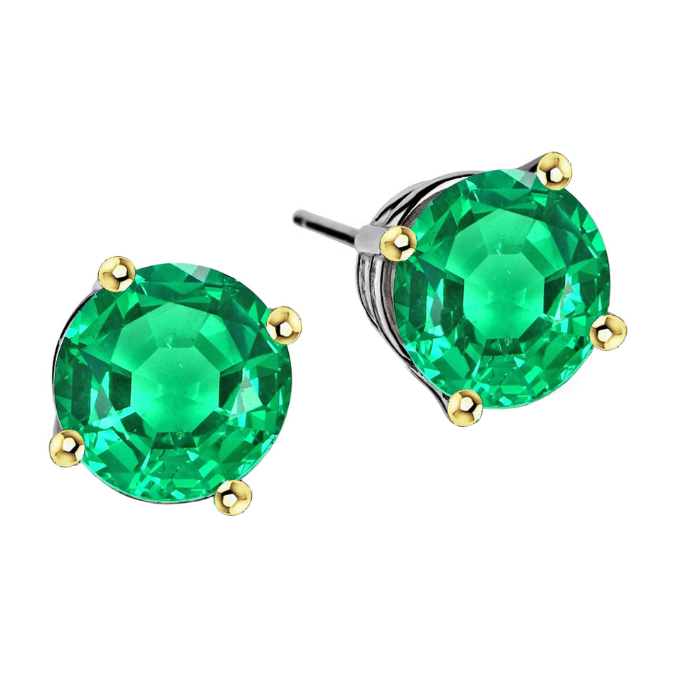 Colombian Emerald Gemstone Earring 4-ct 14K Two Tone Gold – main view
