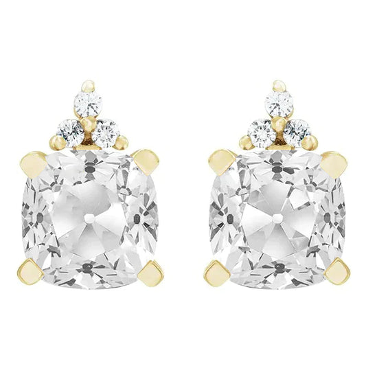 Earrings 14K Yellow Gold with Brilliant Diamond – front view