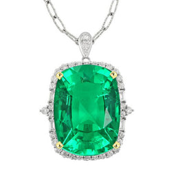 GIA Certified Emerald Stone Pendant Necklace 4.50 ct – 14K Two