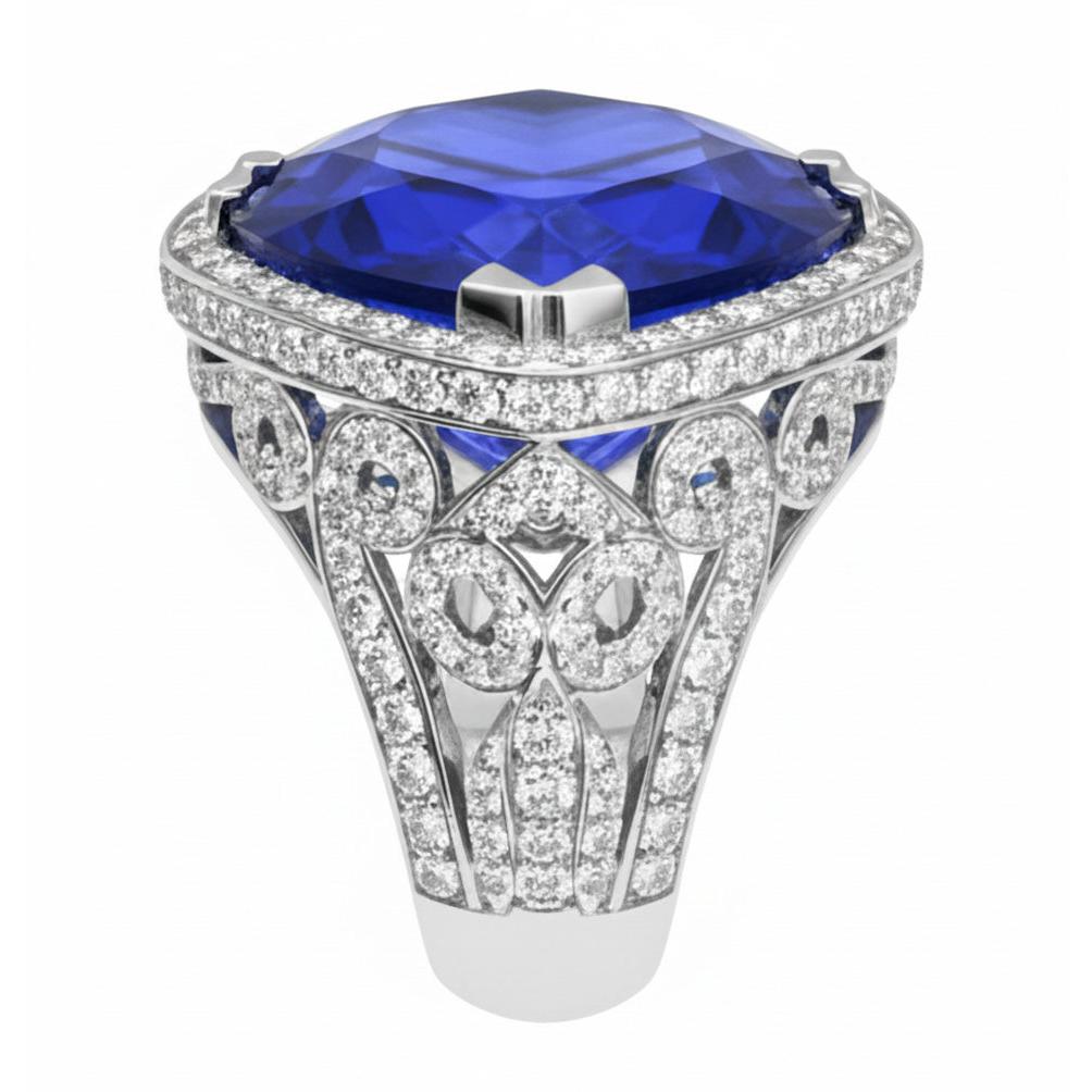 IGI CERTIFIED Big Heart Cut Blue Sapphire Ring