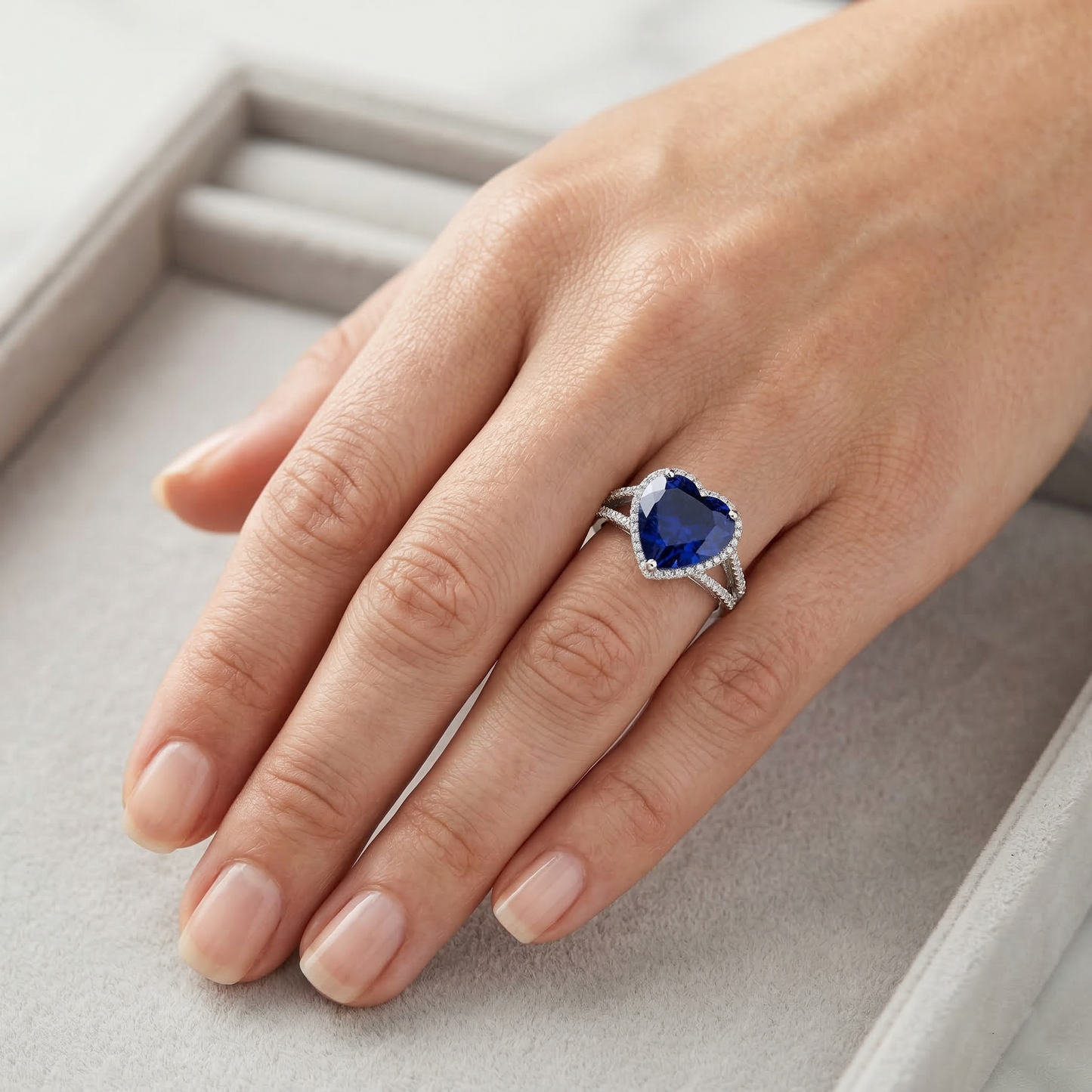 Big Heart Sri Lanka Blue Sapphire Natural Earth Mined Diamond Engagement Ring 5.75 Carats
