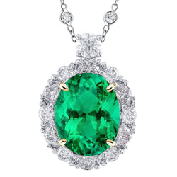 Natural Oval Cut Fine Emerald Gemstone Pendant – 7 ct in