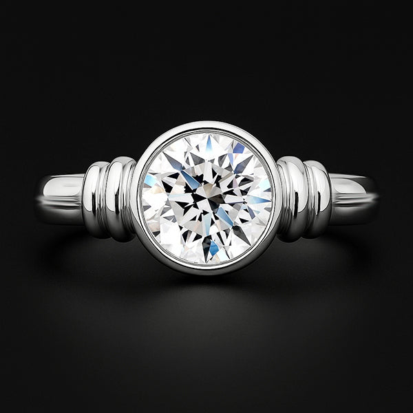 Big 3 Carat Natural Earth Mined Diamond Solitaire Ring Bezel Setting White Gold 14K