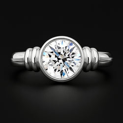 Genuine Big 3 Carat Natural Earth Mined Diamond Solitaire Ring Bezel Setting White Gold 14K