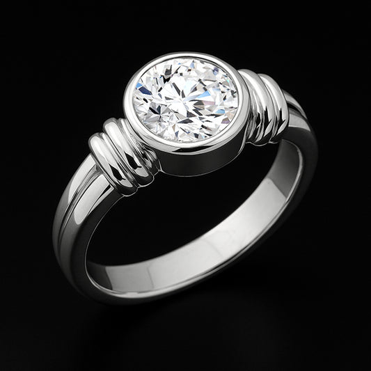 Big 3 Carat Natural Earth Mined Diamond Solitaire Ring Bezel Setting White Gold 14K