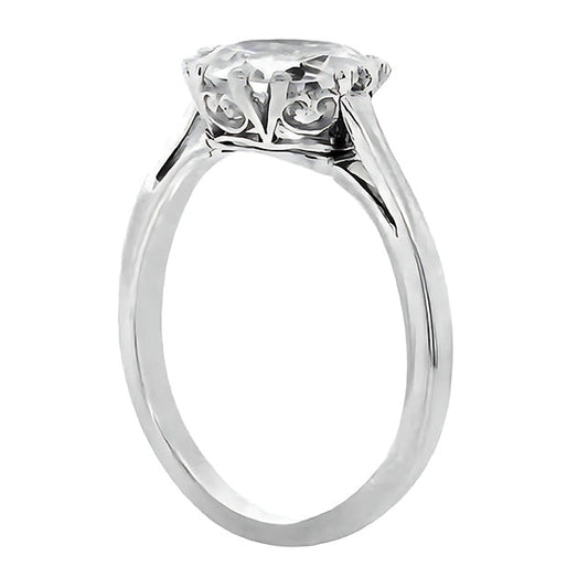 Single Stone Ring 14K White Gold with Diamond – front view