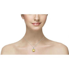 Big Cushion Citrine With Natural Earth Mined Diamonds 26.75 Ct Pendant White Gold 14K