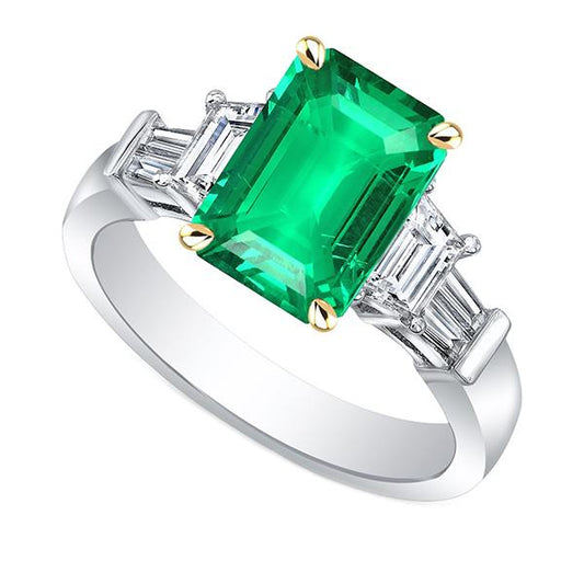 Big Green Emerald Gemstone Ring Natural Earth Mined Diamond Womens Jewellery