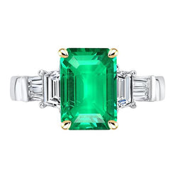 Big Green Emerald Gemstone Ring Natural Earth Mined Diamond Womens Jewellery