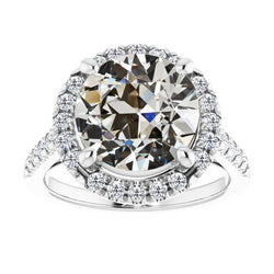 Authentic Old Mine Cut Brilliant Diamond Halo Engagement Ring