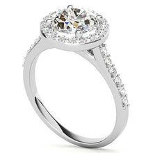 Old Mine Cut Brilliant Diamond ring in 14K White Gold – front view