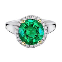 Authentic Colombian Emerald Precious Stone Ring 4 ct 14K Two Tone Gold – main view