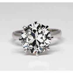 14K White Gold Old Mine Cut Fine Diamond Solitaire Ring 2.50 ct