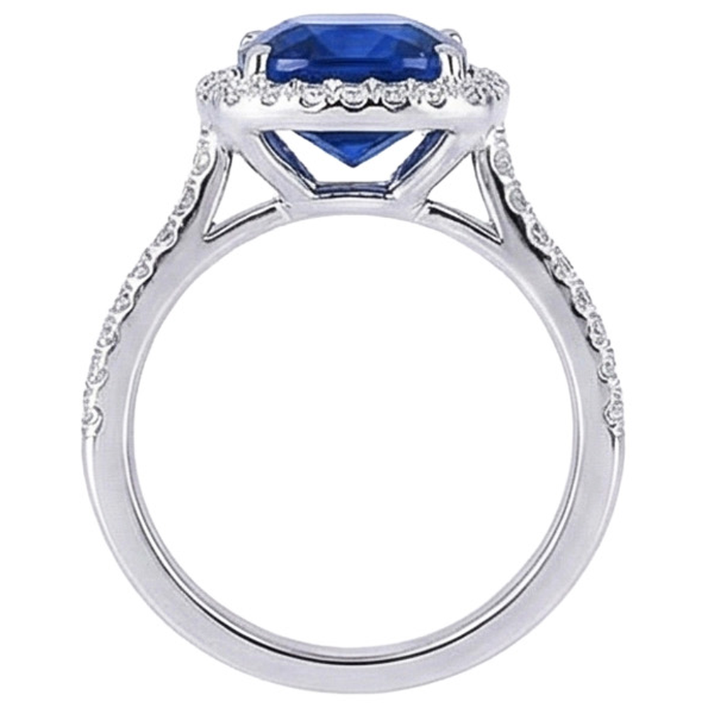 natural round sapphire 20ct ring profile view