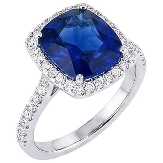 natural round sapphire 20ct ring front view