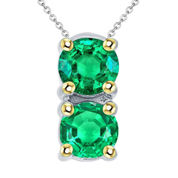 14 Karat Two Tone Gold Precious Stone Pendant with Emerald
