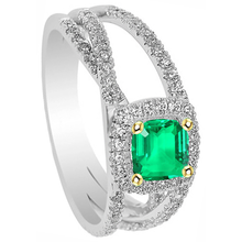 Genuine Colombian Emerald Gemstone Ring 2.50 ct Two-Tone 14K Gold – side view