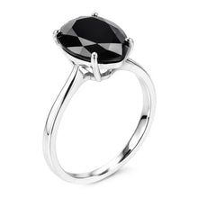Black Diamond Engagement Ring 3.5 Carat Natural Pear Solitaire Cathedral 14K White Gold