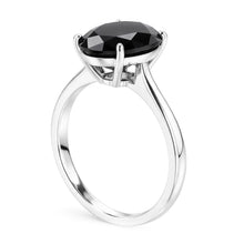 Black Diamond Engagement Ring 3.5 Carat Natural Pear Solitaire Cathedral 14K White Gold