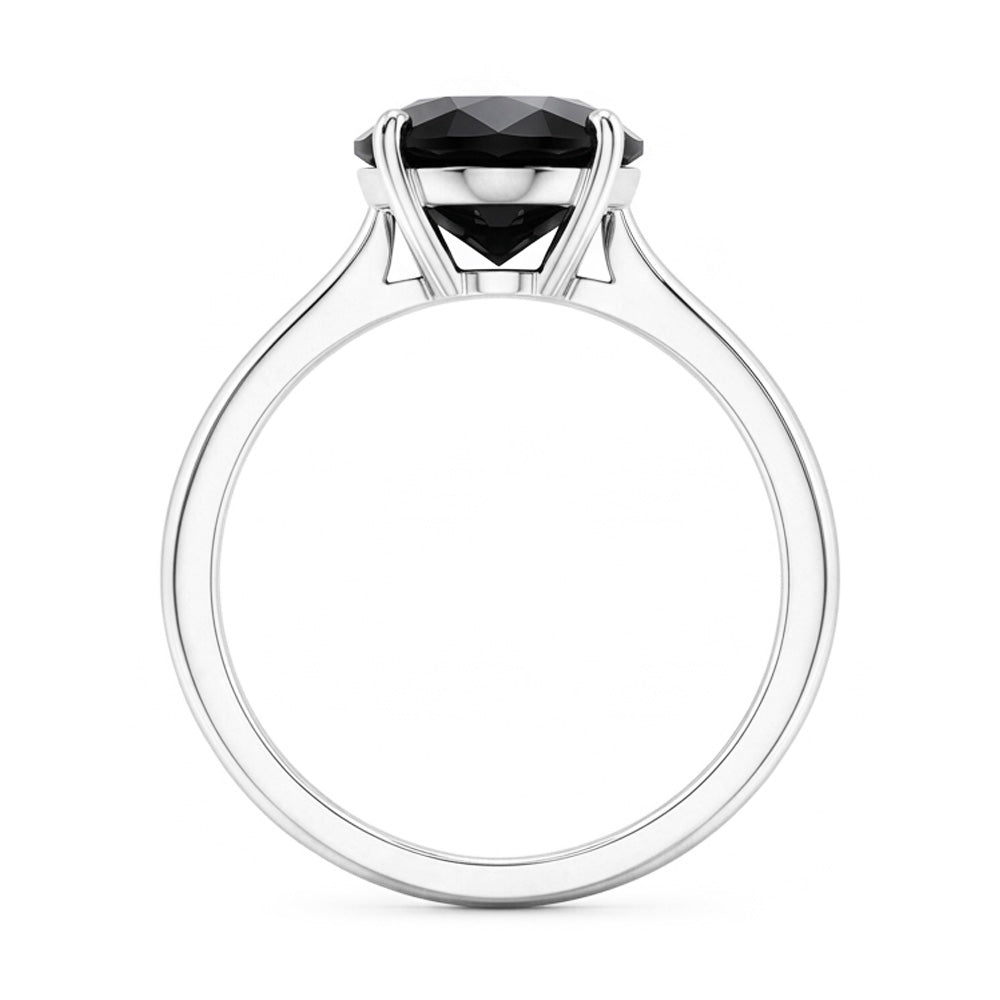 Black Diamond Engagement Ring 3.5 Carat Natural Pear Solitaire Cathedral 14K White Gold