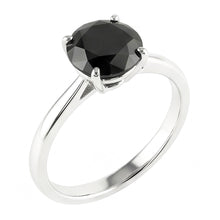 Black Diamond Engagement Ring 3.5 Carat Real Round Solitaire Plain 14K White Gold