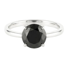 Black Diamond Engagement Ring 3.5 Carat Real Round Solitaire Plain 14K White Gold