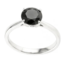 Black Diamond Engagement Ring 3.5 Carat Real Round Solitaire Plain 14K White Gold