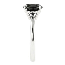 Black Diamond Engagement Ring 3.5 Carat Real Round Solitaire Plain 14K White Gold