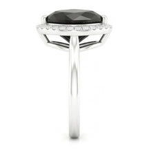 Black Diamond Engagement Ring 3 Carat Real Heart Halo Plain 14K White Gold