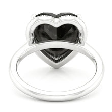 Black Diamond Engagement Ring 3 Carat Real Heart Halo Plain 14K White Gold