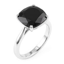 Black Diamond Engagement Ring 5 Carat Real Cushion Solitaire Knife Edge 14K White Gold