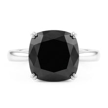 Black Diamond Engagement Ring 5 Carat Real Cushion Solitaire Knife Edge 14K White Gold