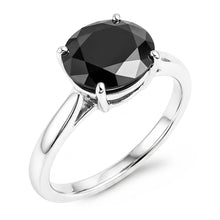 Black Diamond Engagement Ring 5 Carat Real Oval Solitaire Tapered 14K White Gold