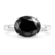 Black Diamond Engagement Ring 5 Carat Real Oval Solitaire Tapered 14K White Gold