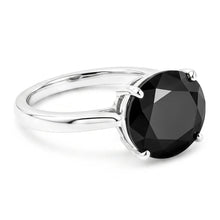 Black Diamond Engagement Ring 5 Carat Real Oval Solitaire Tapered 14K White Gold