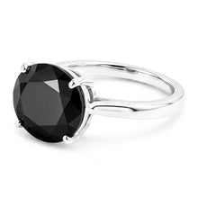 Black Diamond Engagement Ring 5 Carat Real Oval Solitaire Tapered 14K White Gold