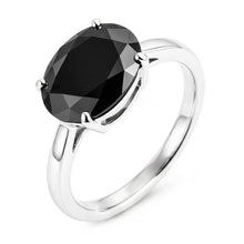 Black Diamond Engagement Ring 5 Carat Real Oval Solitaire Tapered 14K White Gold