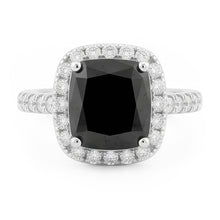 Black Diamond Engagement Ring 5 Carat Real Radiant Halo 14K White Gold