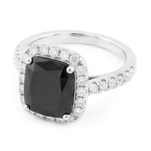 Black Diamond Engagement Ring 5 Carat Real Radiant Halo 14K White Gold