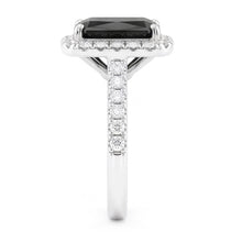 Black Diamond Engagement Ring 5 Carat Real Radiant Halo 14K White Gold