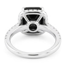 Black Diamond Engagement Ring 5 Carat Real Radiant Halo 14K White Gold