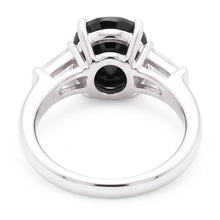 Black Diamond Gold Ring 3.6 Carat Natural Oval Baguette Three Stone 14K White