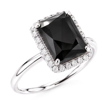 Black Diamond Jewellery 3.5 Carat Real Radiant Halo Ring 14K White Gold
