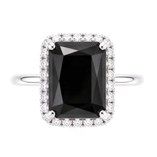 Black Diamond Jewellery 3.5 Carat Real Radiant Halo Ring 14K White Gold